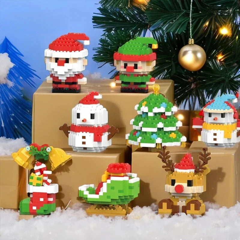 Kit de Blocos de Montar Natalinos 174 Peças – Papai Noel, Boneco de Neve e Árvore de Natal